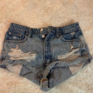 Fashion Nova Blue Distressed Jean Shorts
